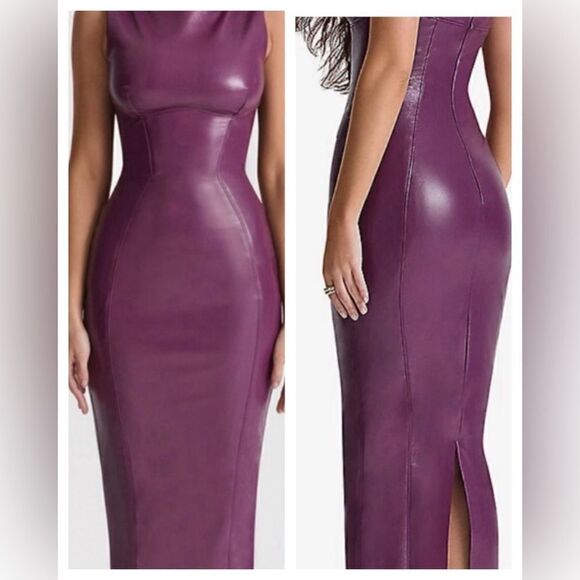House of CB Sahara Maxi Faux Leather Sheath Dress - Size small NWT $285 - Picture 2 of 11